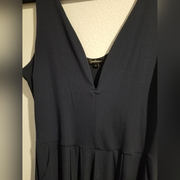 Ambiance Womens Relaxed Fit Jumpsuit Navy Blue L - Picture 4 of 5